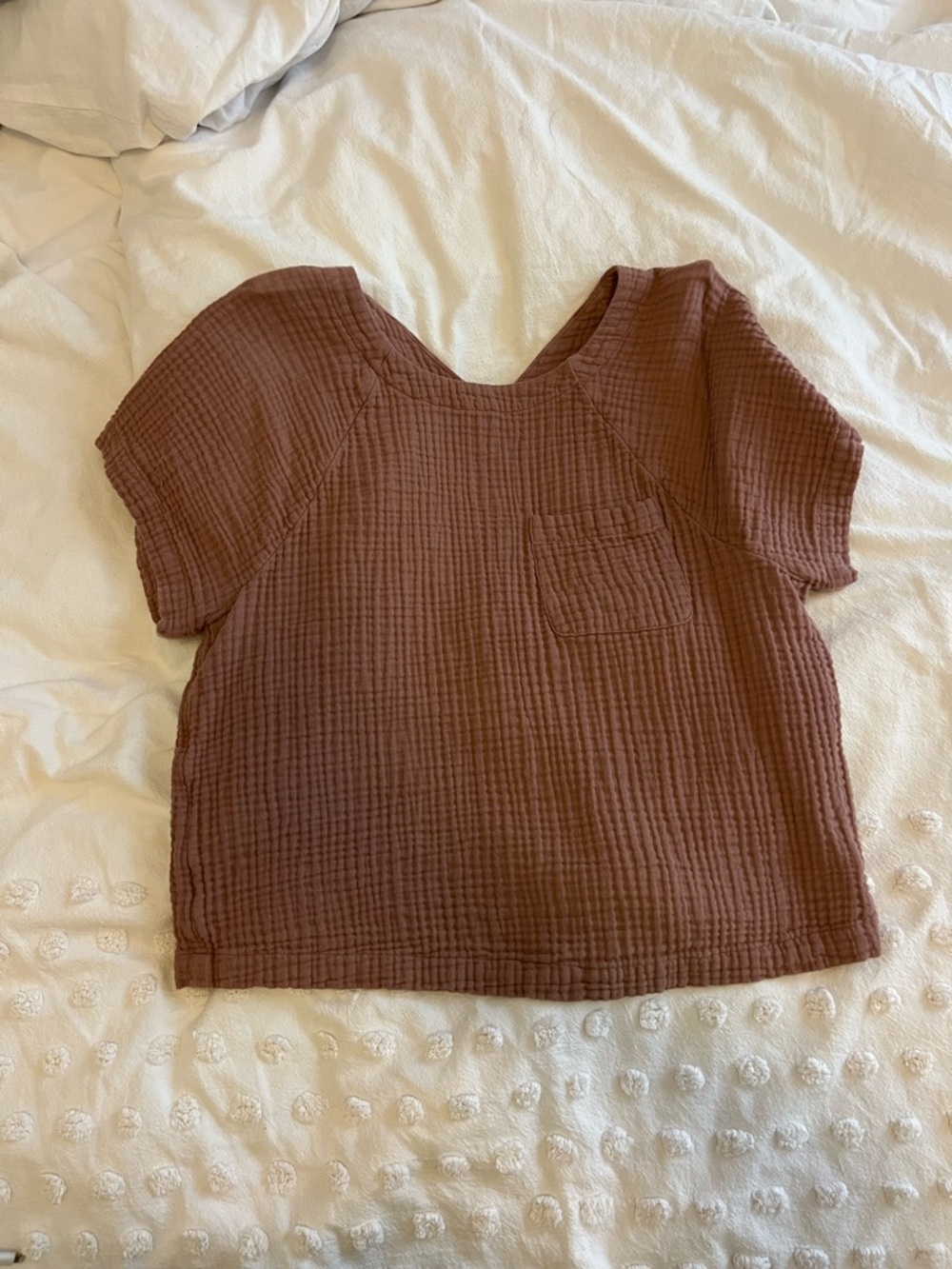 Madewell Short-Sleeve Textured Pocket Top - Chestnut Brown